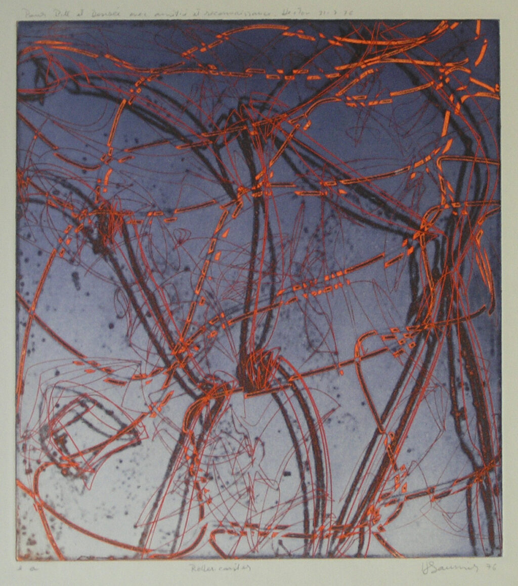 Saunier, Hector (Argentinian, 1936–2024) Roller Coaster, 1976 Etching Plate: 17 3/8 x 15 5/8 in. Sheet: 25 5/8 x 19 7/8 in. Credit line: Dolan/Maxwell, Philadelphia